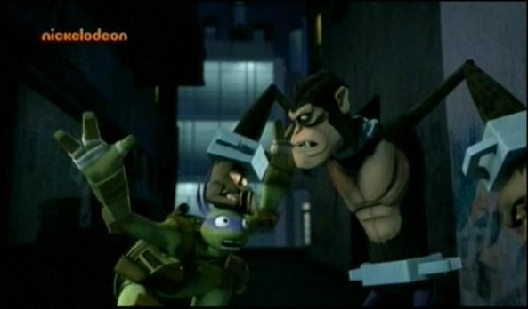 Donnie im Kapmf mit dem Affen.