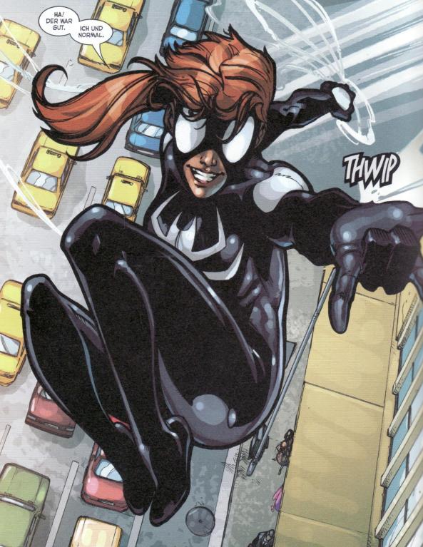 Spider-Girl schwingt davon.