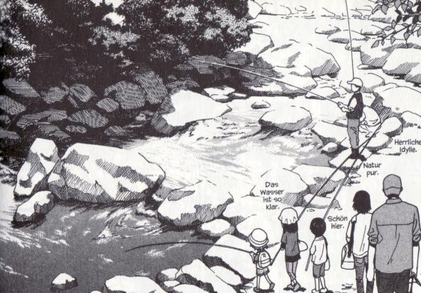 Yotsuba mit Freunden beim Angeln.