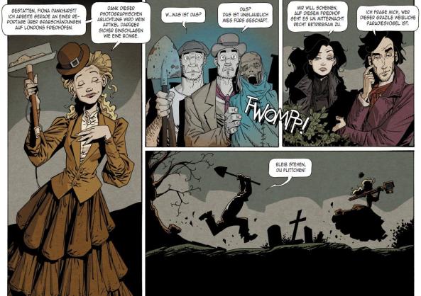 Action auf dem Friedhof.