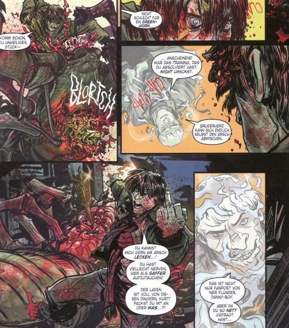 Danny im Kampf mit Riesenkäfern.