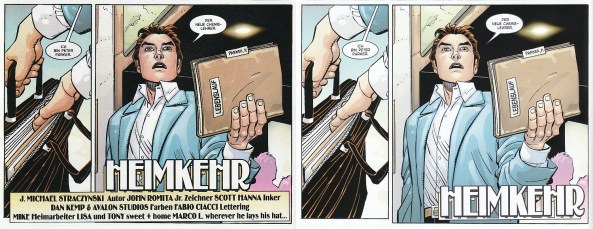 Zum Vergleich: Links die Heftveröffentlichung von Panini, rechts aus dem Hachette-Band.