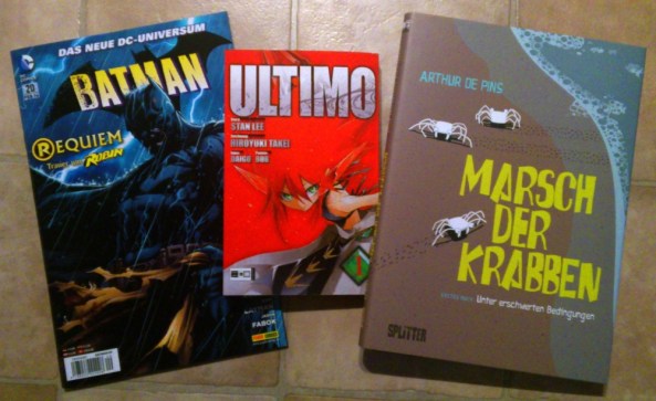 Links: Batman #20 von Snyder, Kubert, Layman und Fabok Mitte: Ultimo #1 von Stan Lee und Hiroyuki Takei Rechts: Marsch der Krabben #1 von Arthur De Pins