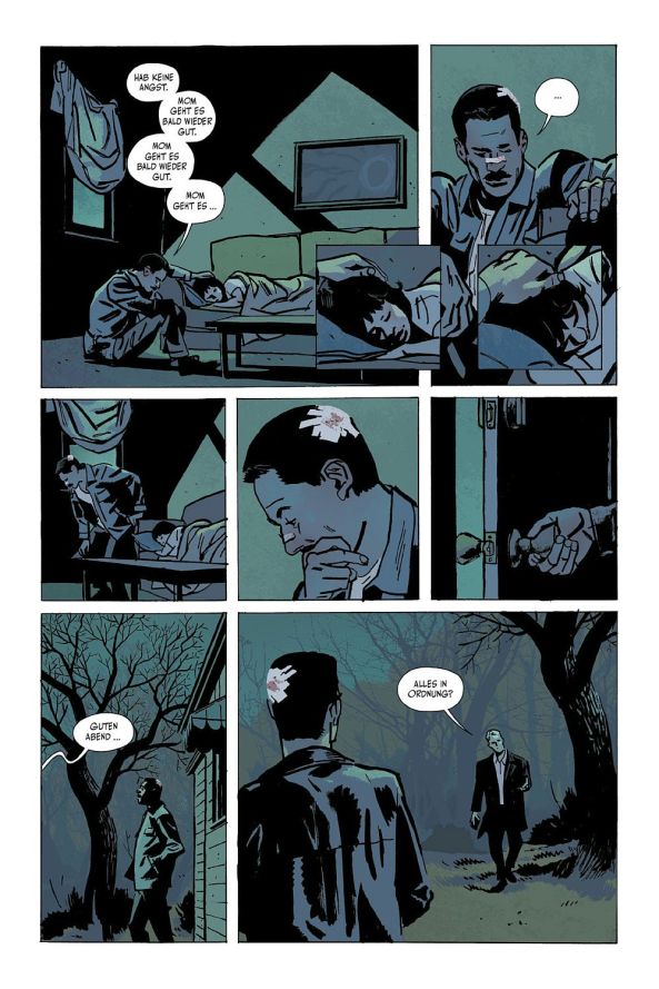 Mark bringt seine Tochter ins Bett bei Kyle Barnes zu Hause