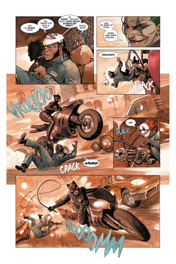 Catwoman und Batman jagen den Joker.