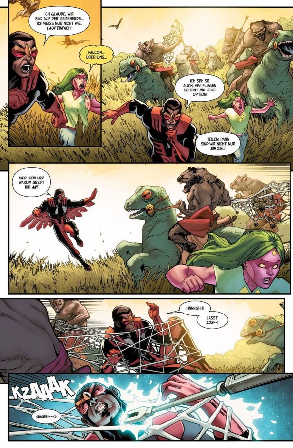 Viv und Falcon müssen vor Feinden auf der Gegenerde fliehen ...